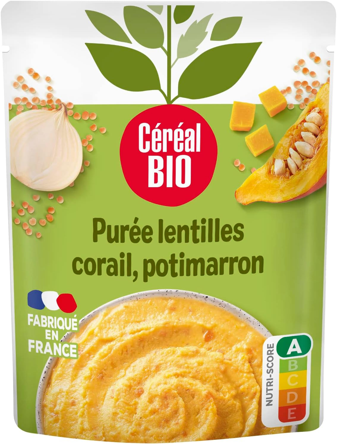 Purée Lentilles Corail, Potimarron - Sachet Micro-Ondable, Rapide À Réchauffer - Végan Et Bio - 250G - 200628