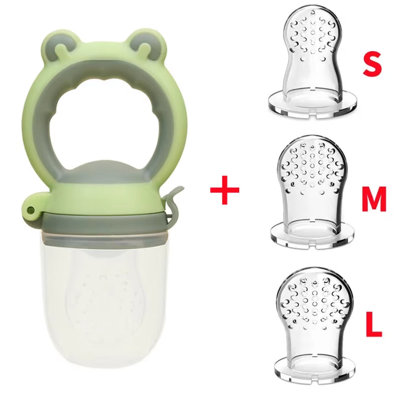 Baby Fresh Food Feeder Silicone Fruit Feeding Nibbler Kids Boy Girl Frog Design Safe Infant Baby Supplies Nipple Soother Bottles