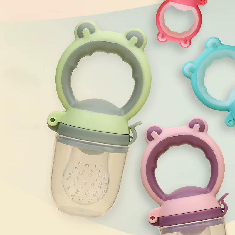 Baby Fresh Food Feeder Silicone Fruit Feeding Nibbler Kids Boy Girl Frog Design Safe Infant Baby Supplies Nipple Soother Bottles